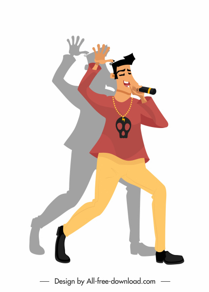 cantante masculino icono dibujo animado personaje sketch
