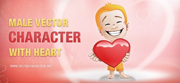Laki-laki vektor karakter dengan hati