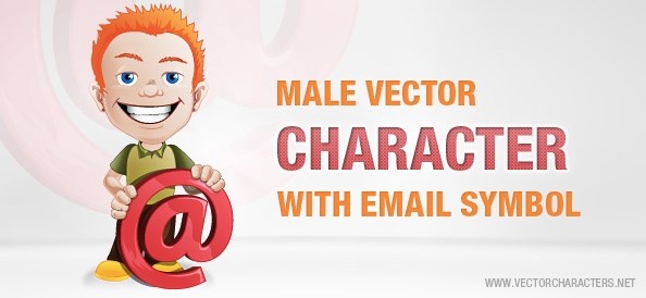 e-posta sembolü ile erkek vektör karakteri