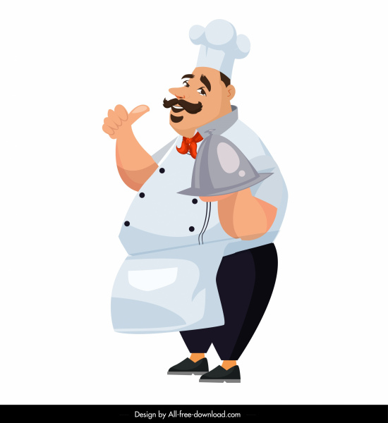 icono de camarero masculino divertido personaje de dibujos animados