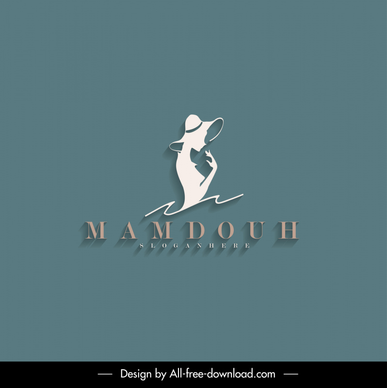 mamdouh şirket logosu şablonu düz siluet taslağı