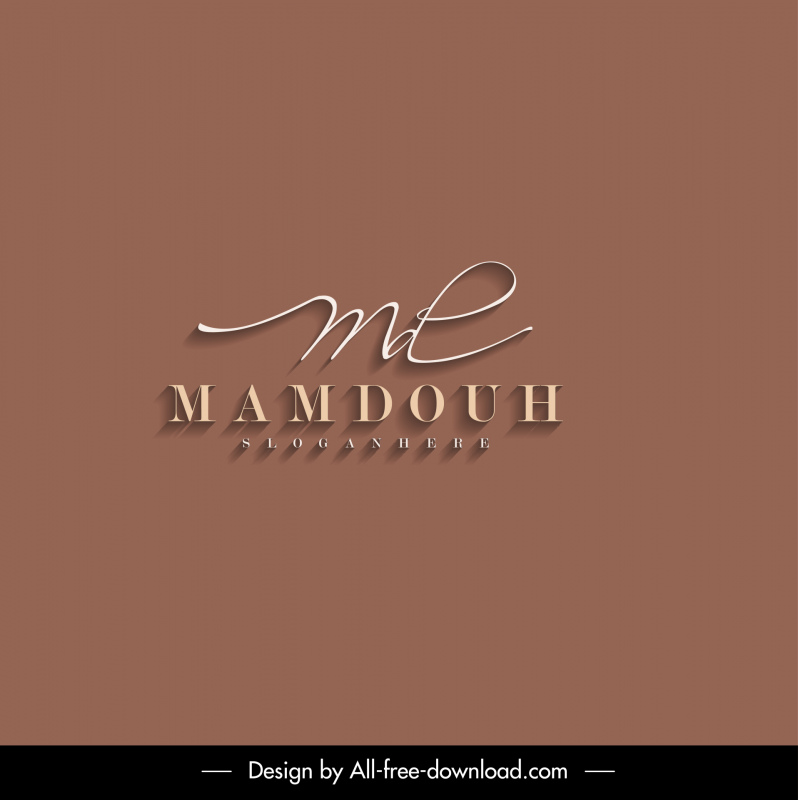 mamdouh logotipo empresa elegante contorno de textos lisos desenhados à mão