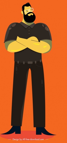 người đàn ông avatar biểu tượng đứng cử chỉ màu phim hoạt hình phác họa
