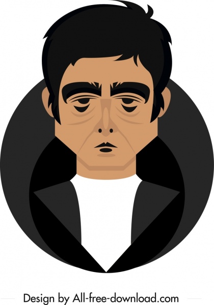 homem avatar modelo cartoon personagem círculo escuro decoração