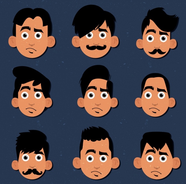 ritratto di uomo di colore del cartone animato avatar acconciature raccolta