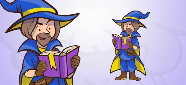 người đàn ông phù thủy đọc một cuốn sách