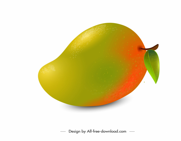 Mango-Frucht-Symbol glänzendes farbiges Design