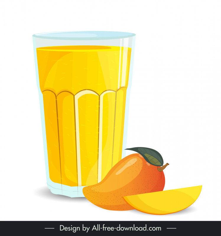   Icono de vidrio de batido de mango Diseño clásico