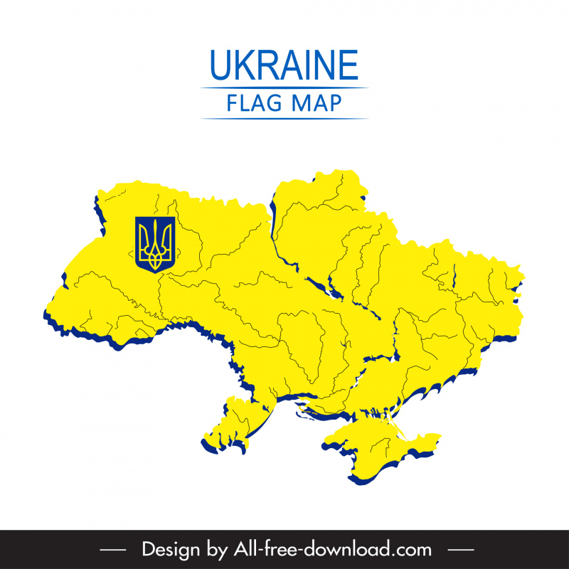 แผนที่ยูเครนแบนเนอร์โฆษณาแม่แบบธงองค์ประกอบสีร่างภูมิศาสตร์