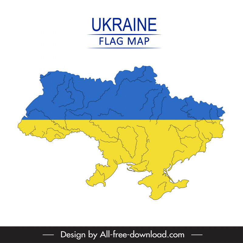 Plantilla de banner de mapa de Ucrania boceto de elemento de bandera plana