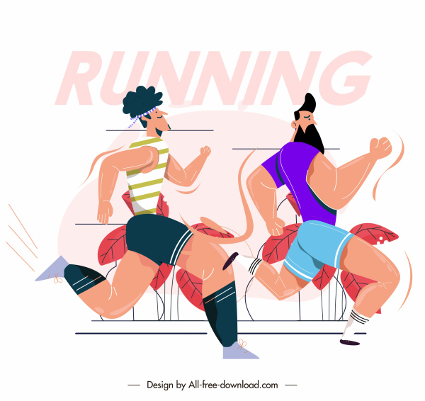 Marathon-Wettbewerb Hintergrund Cartoon-Figuren Skizze