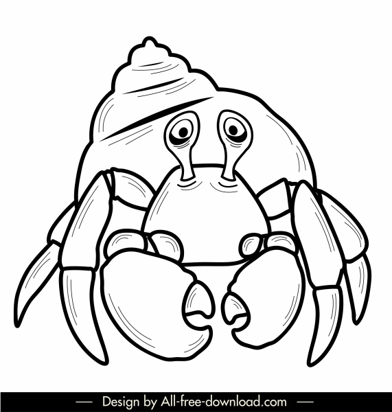 海洋动物图标海米特蟹素描手绘设计