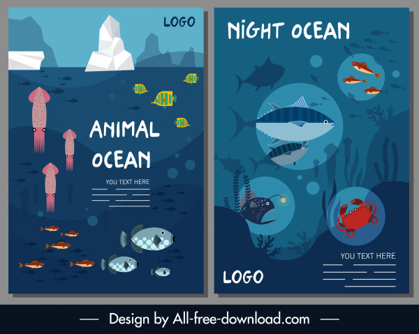 海洋背景游泳动物素描五颜六色的设计