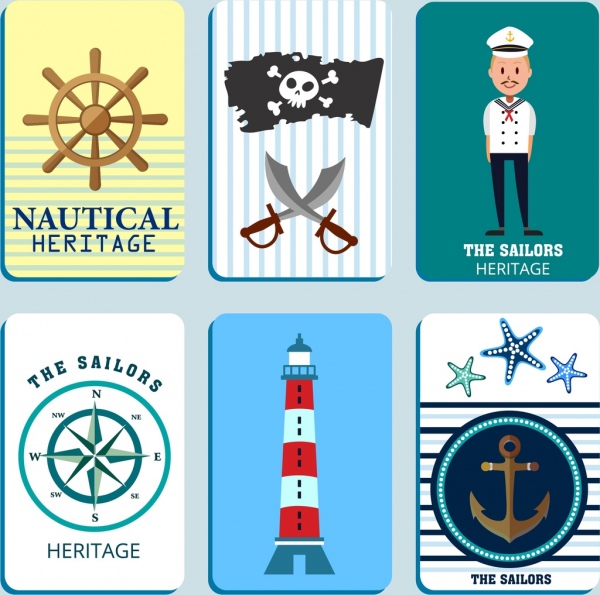 Éléments de design marin Volant Sailor Anchor Lighthouse