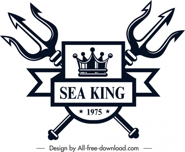 Modèle de logo marin croquis symétrique de l’emblème royal