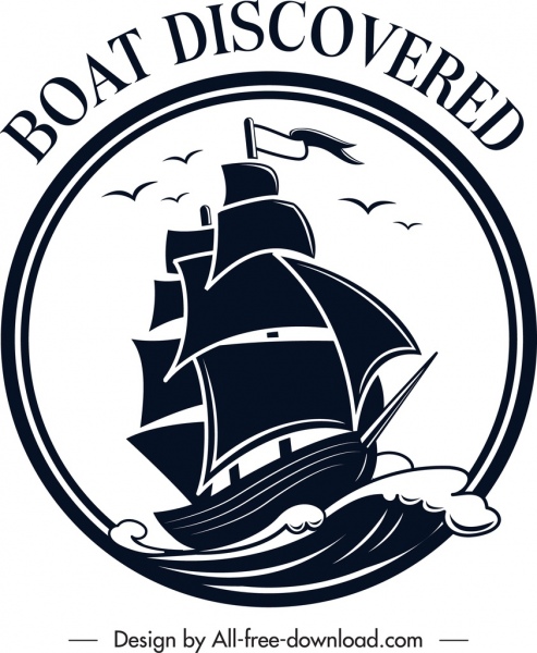 Logo marin navire mer icône classique croquis