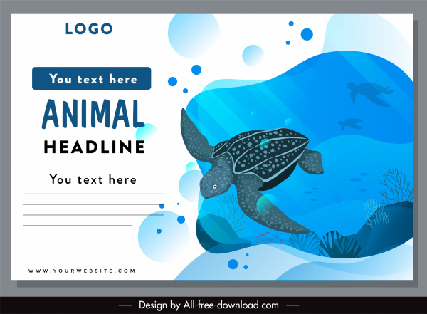морской защиты баннер черепаха эскиз цветной яркий дизайн