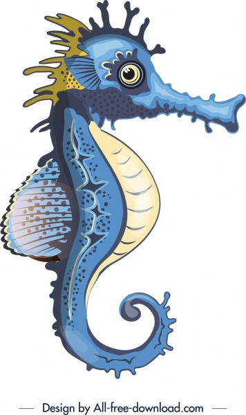 design coloré symbole marin fond hippocampe icône