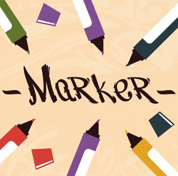 마커 펜 광고 배너 다채로운 클래식 장식