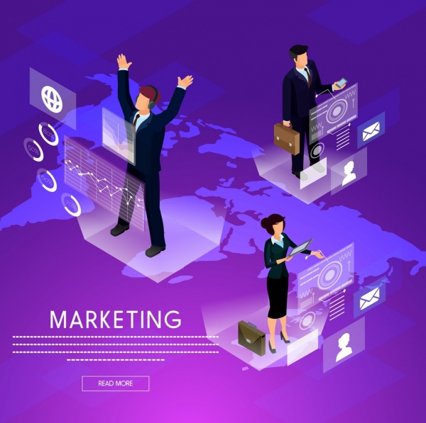 Bannière de marketing moderne 3d conception de page Web ornement violet