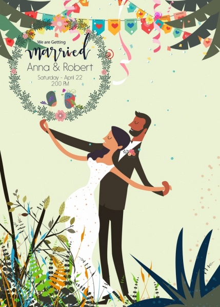 perkawinan banner pengantin pengantin ikon dekorasi klasik