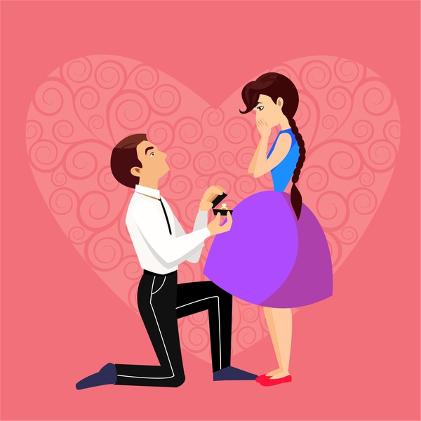 Marriage Engagement Drawing Design With Romantic Couple-vector Trust To  Nature-free Vector Free Download