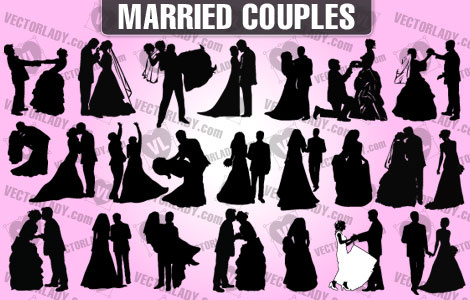 les couples mariés silhouette