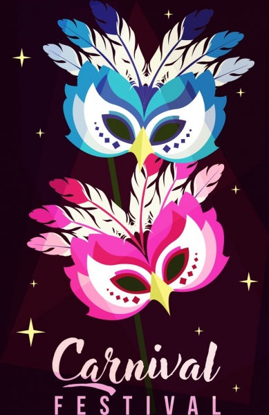 Mascara Carnaval banner brillante icono de diseño clasico Owl