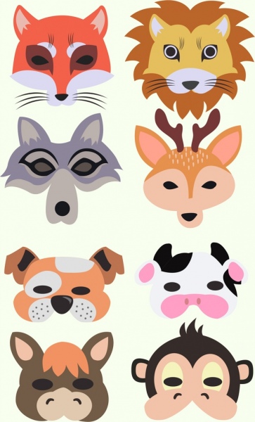 maska ikon gromadzenia zwierząt twarze izolacji