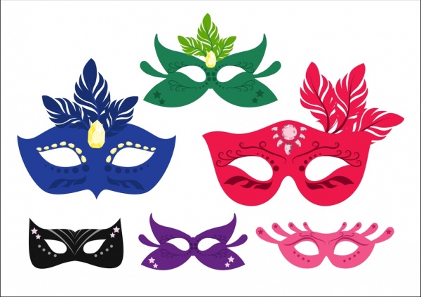 estilo clássico colorido de máscara ícones