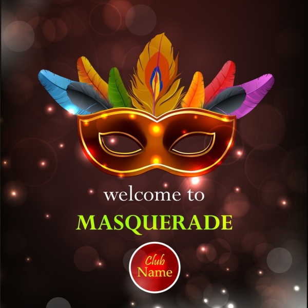 mascarada fiesta folleto colorida máscara clásica bokeh telón de fondo
