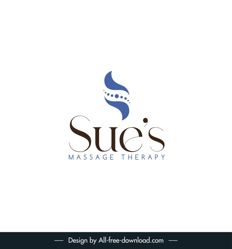 terapia de masaje logotipo plantilla plana elegante textos simétricas curvas decoración