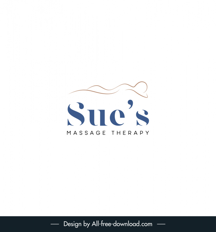 terapia de masaje logotipo plantilla tipográfica textos elegantes curvas boceto