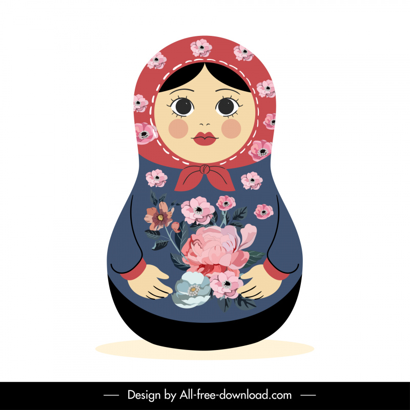 matryoshka rus bebek simgesi zarif yaprakları kostüm eskiz