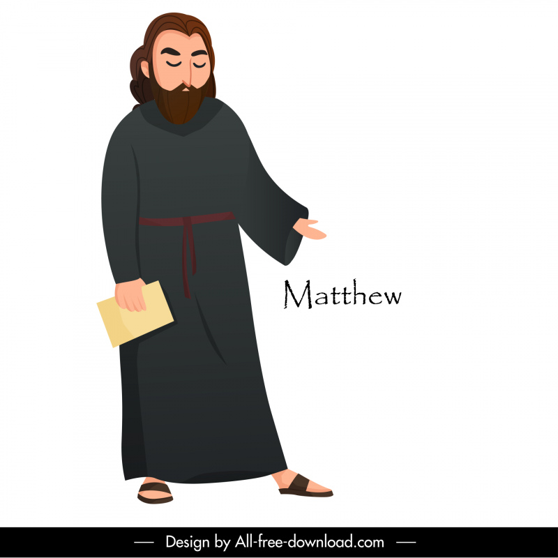 Matthew Apostle Christian ikon desain karakter kartun retro