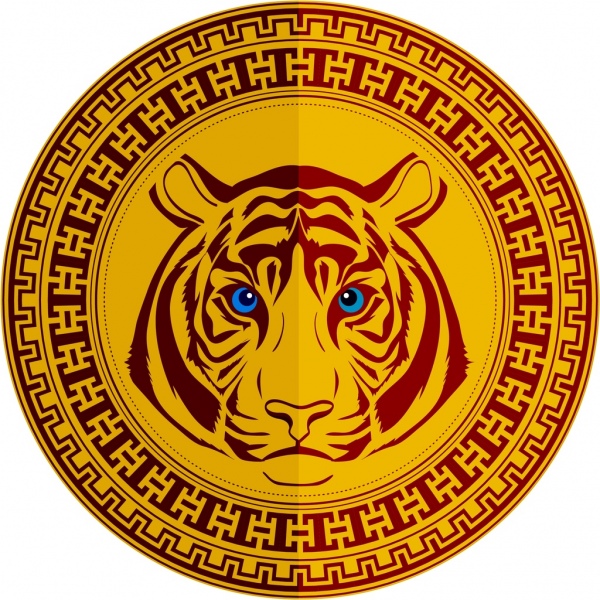 Plantilla de decoracion clasica medalla Tiger Icon