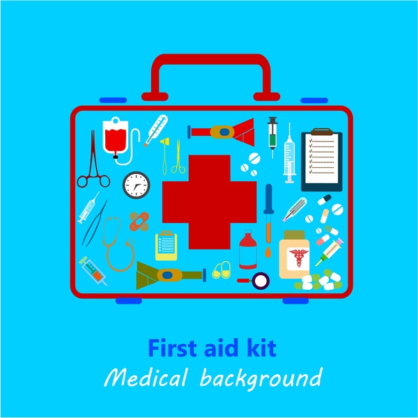 medizinischer Hintergrunddesign mit farbigen Verbandskasten