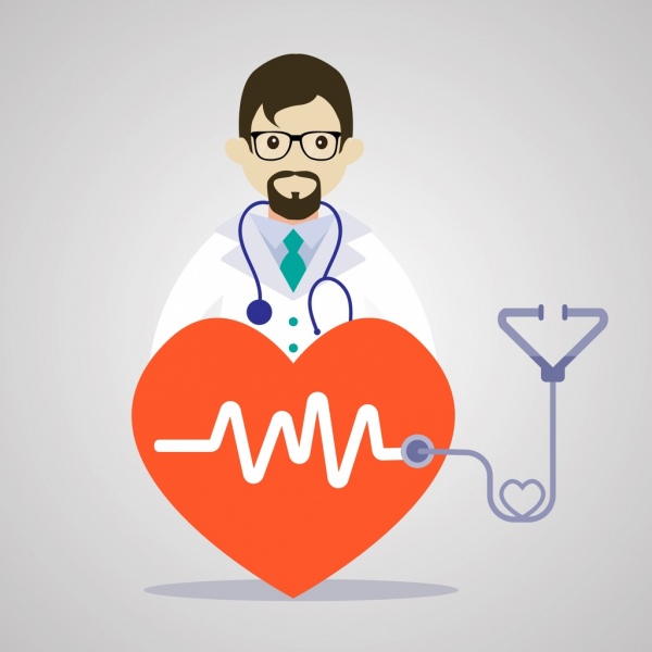 formação médica doutor coração cardiograma decoração