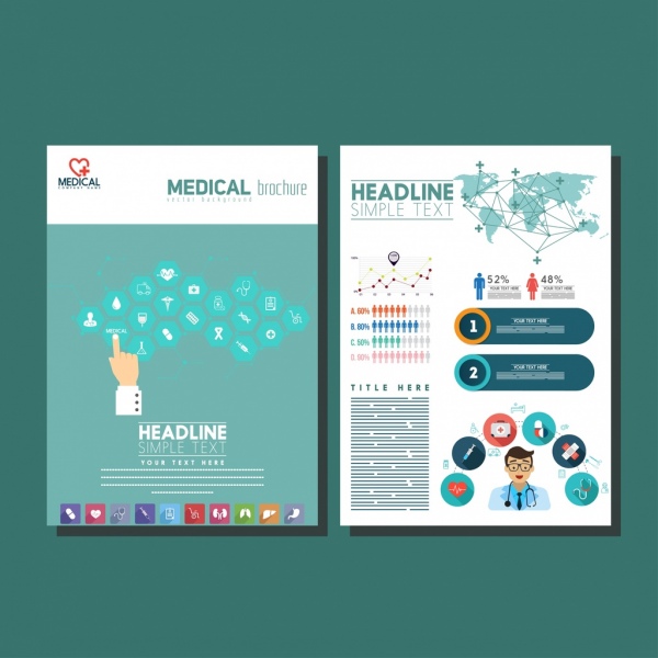 broszurę medyczną szablony jasny kolorowy nowoczesny design