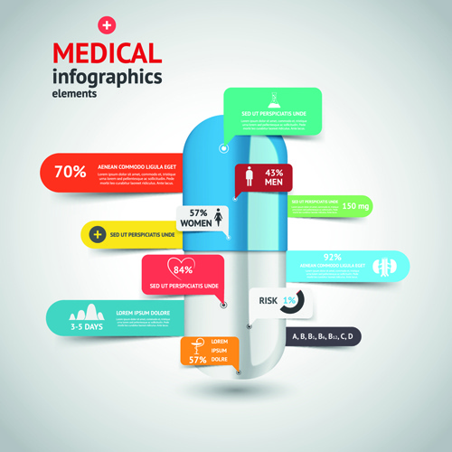 медицинские элементы Инфографика вектор