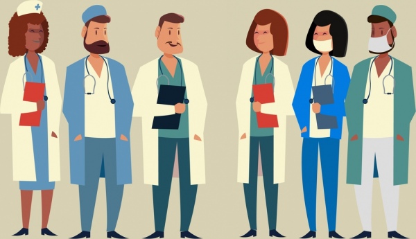 Дизайн иконок медицинского персонала различных костюмов