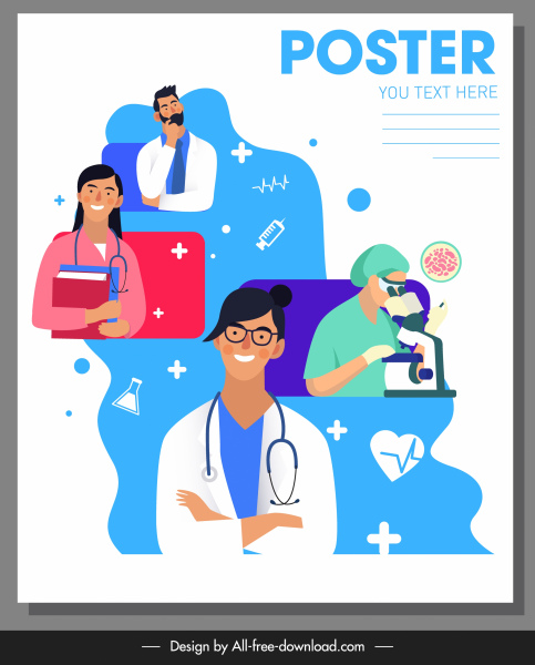 tıbbi poster sağlık iş elemanları eskiz
