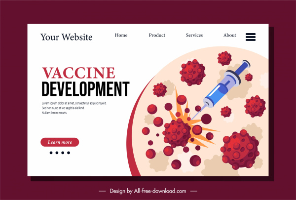 medicina sitio web banner virus inyección aguja bosquejo