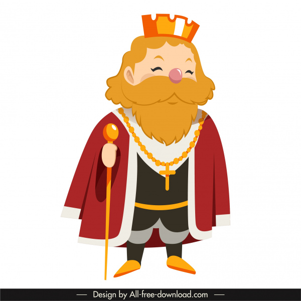 средневековый король значок старик эскиз мультипликационный персонаж