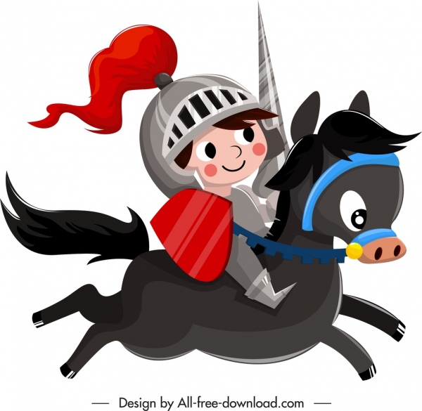 中世の騎士アイコンかわいい漫画のキャラクタースケッチ