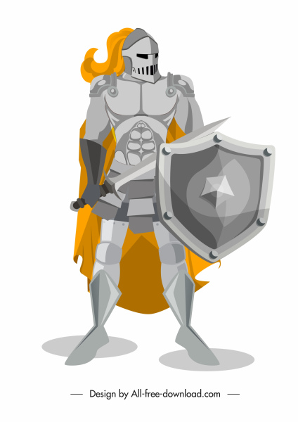 ortaçağ şövalyesi simgesi metalik zırh taslağı parlak klasik