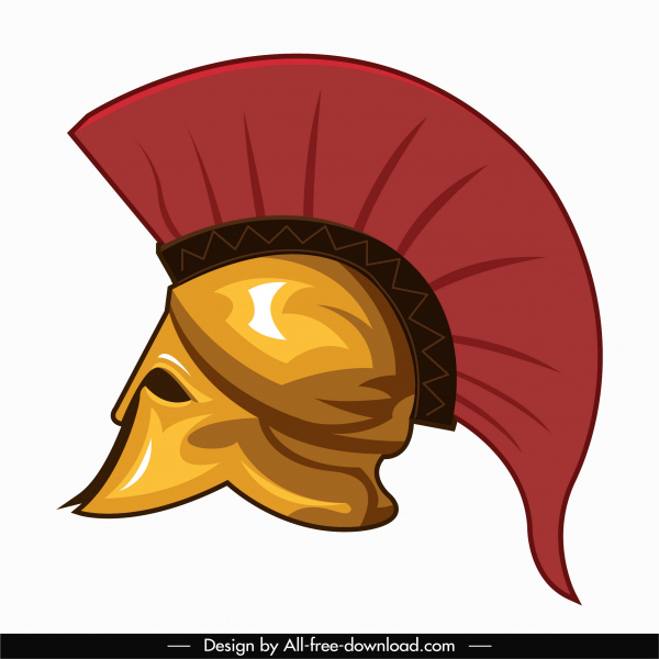 casco guerrero medieval icono coloreado boceto clásico