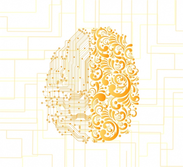 design clássico contemporâneo de cérebro ícones dourado de fundo de memória
