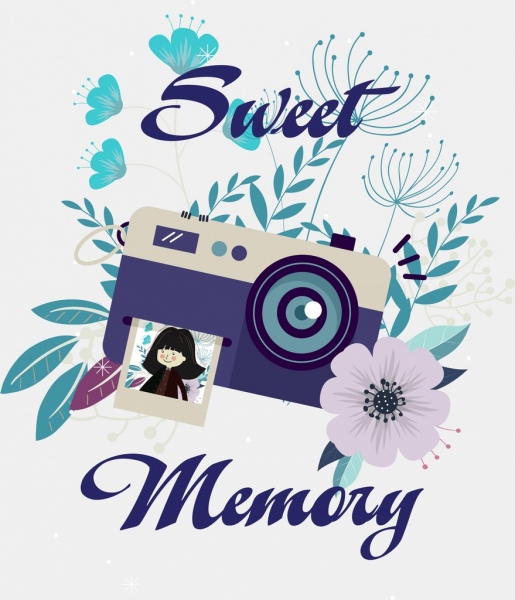 memori latar belakang bunga kamera ikon dekorasi