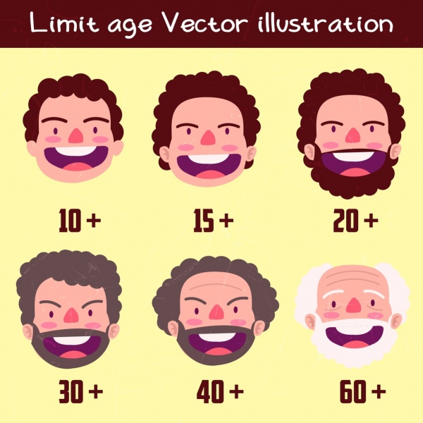 Los hombres de la edad de los iconos se enfrenta a números de ilustración